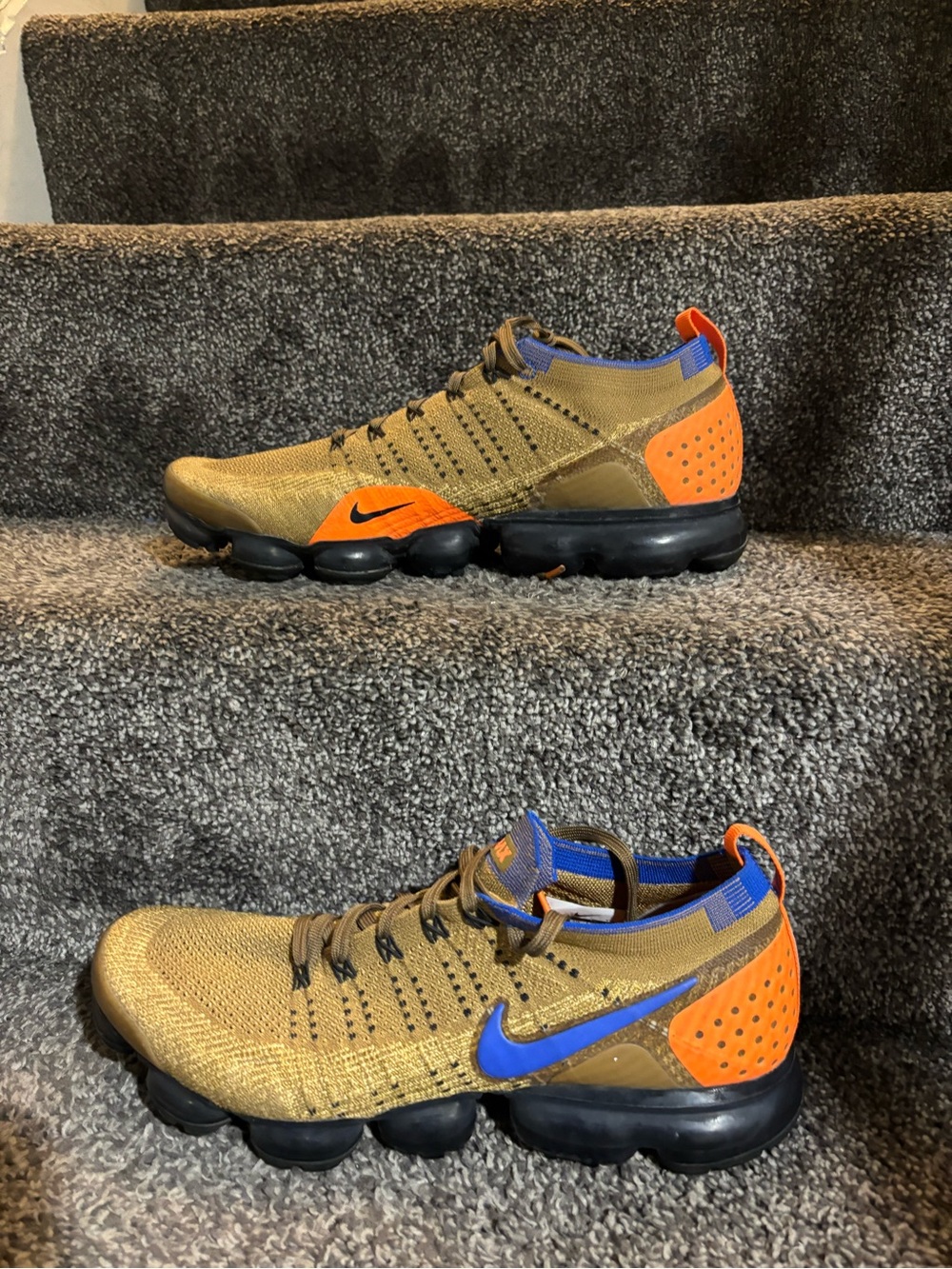 RARE Nike VaporMax Flyknit 2 Mowabb Racing Blue Beige size l2 excellent care